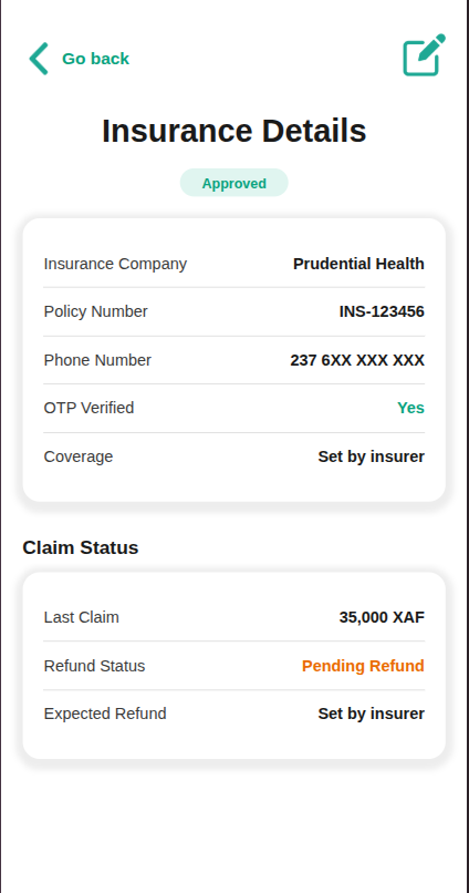 Insurance screen
