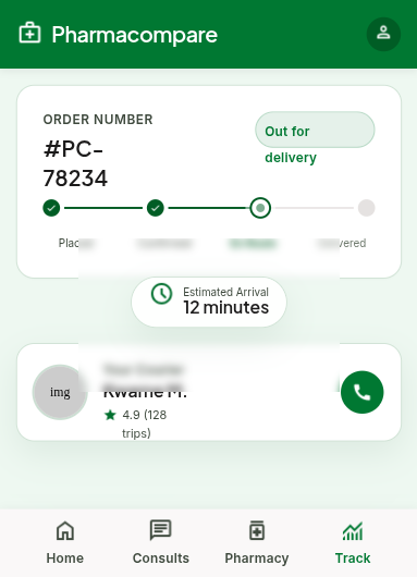 Delivery & Tracking screen